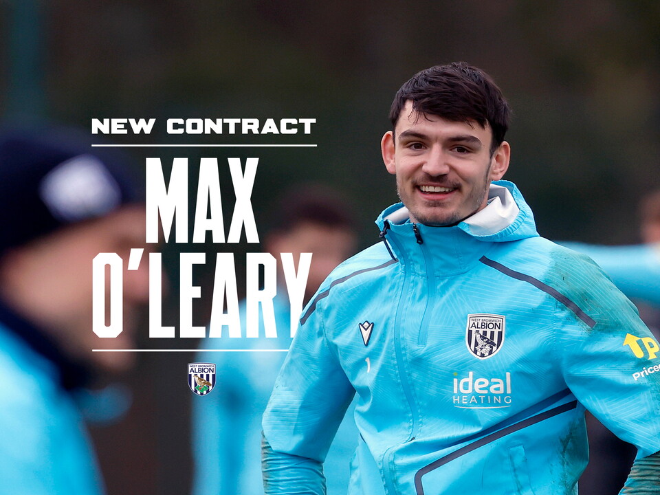 Max O'Leary smiling during a training session with the words "new contract, Max O'Leary" written on