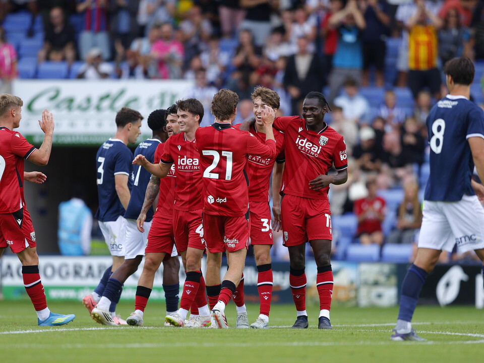 Harry Whitwell celebrates his goal against Shrewsbury