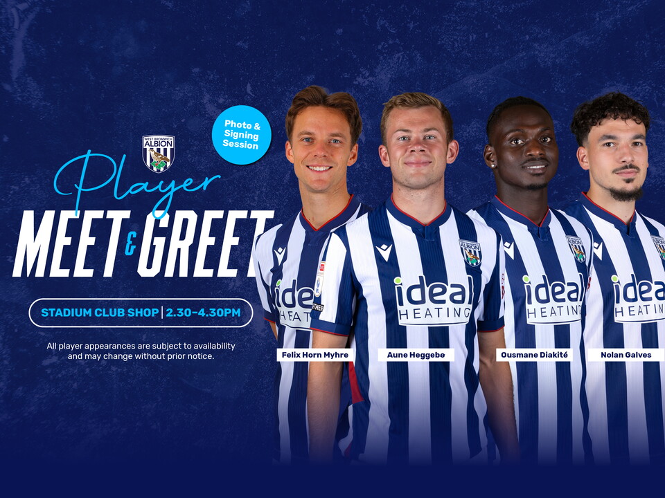 A meet and greet graphic featuring Horn Myhre, Heggebo, Diakite and Galves
