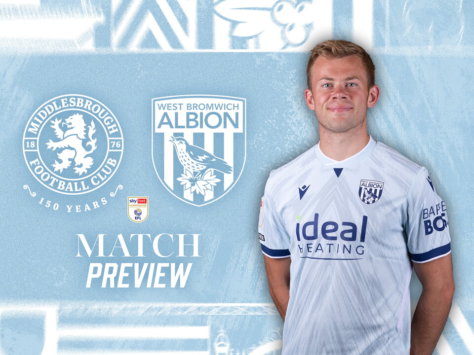 Third kit match preview with Middlesbrough & WBA badges with an image of Aune Heggebø in the third kit smiling at the camera 