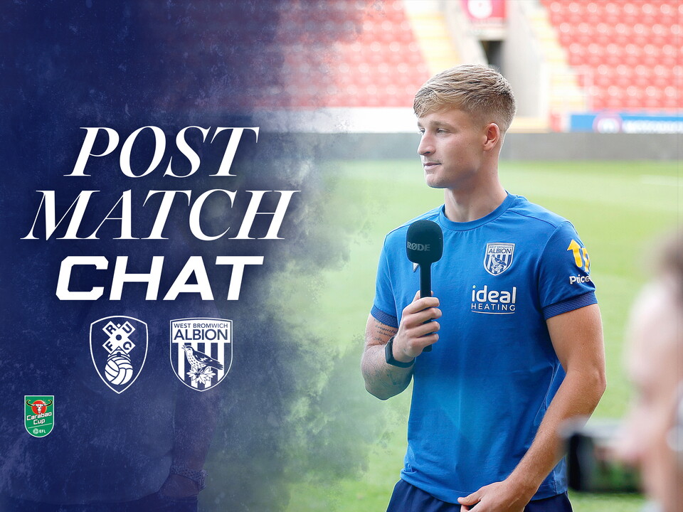 A post-match chat graphic showing JJ Morgan after scoring twice at Rotherham