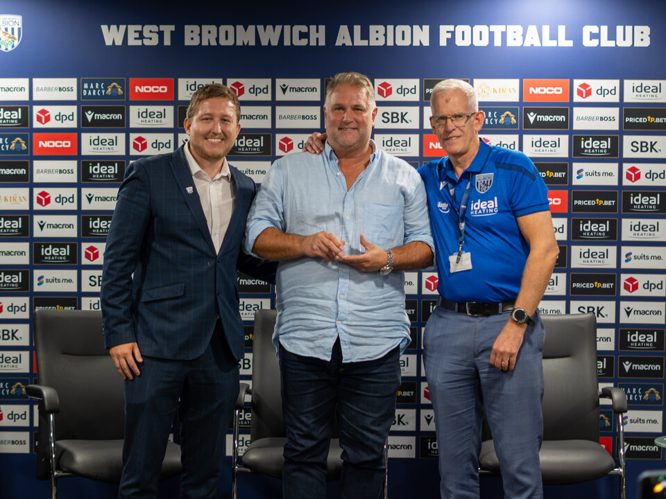 Andy Johnson poses with his Albion Foundation Hall of Fame award with Rob Lake and Jon Ward