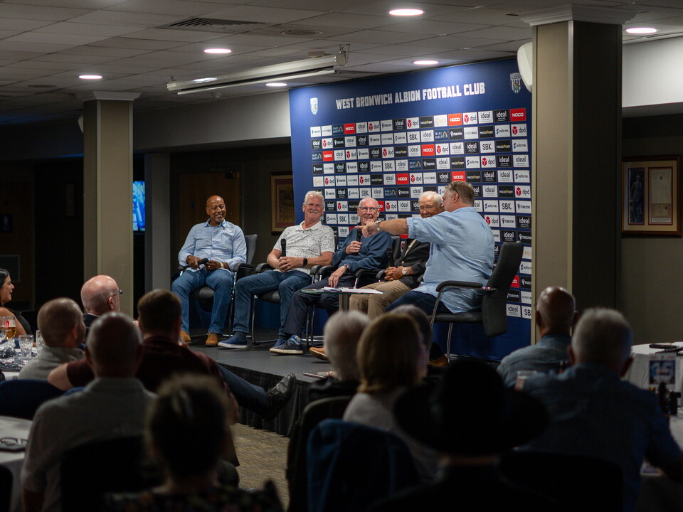 Ron Atkinson and Albion legends share stories on stage during a sold-out Pukka Night.