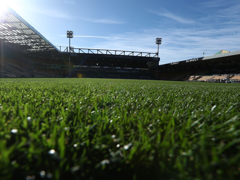 A general view of Carrow Road from pitch level