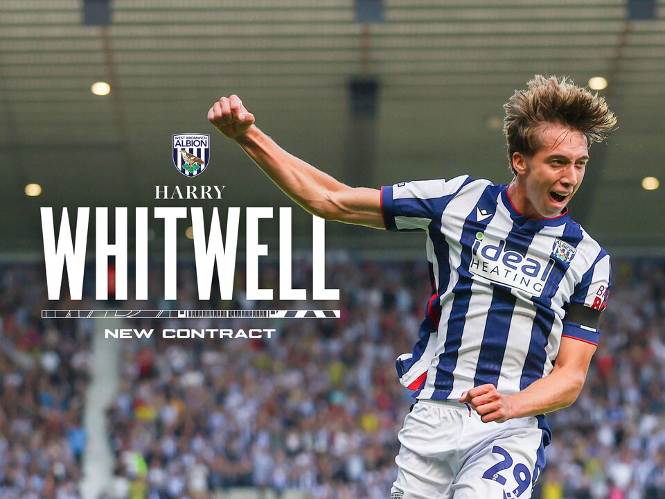 An new contract graphic for Harry Whitwell, with an image of him celebrating