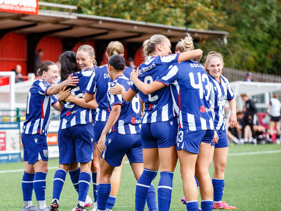Albion Women celebrating against Peterborough.