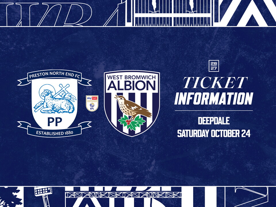 A ticket graphic displaying information for Albion's game against Preston