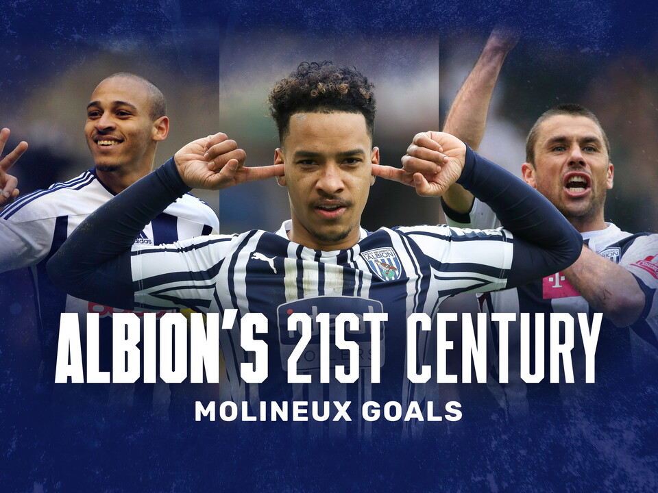 Albion's 21st century Molineux goals graphic with Peter Odemwingie, Matheus Pereira and Kevin Phillips all celebrating strikes