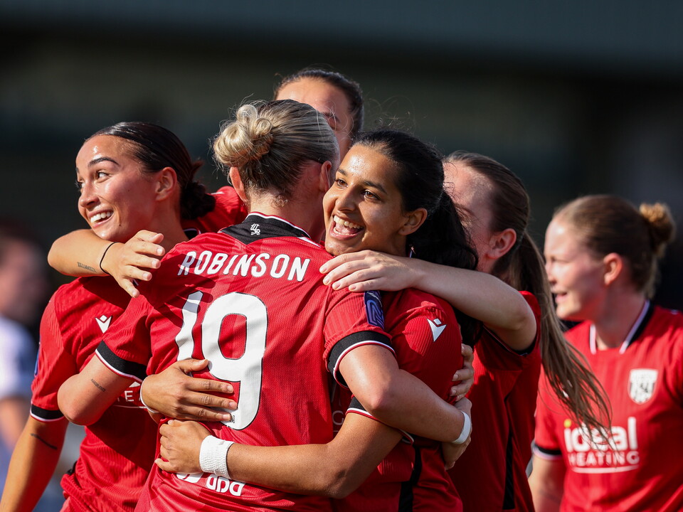 Albion Women celebrate against Derby County.