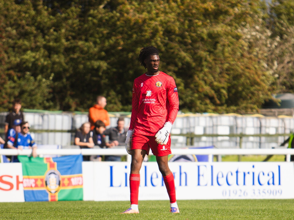 Brian Okonkwo playing for Leamington FC.