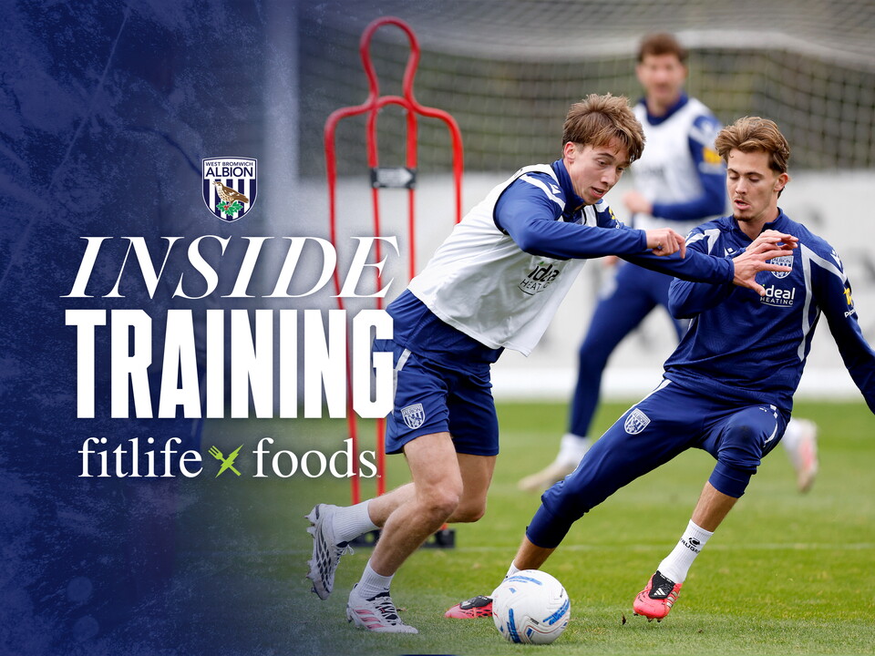 Inside Training graphic with an image on of Isaac Price and Harry Whitwell battling for the ball