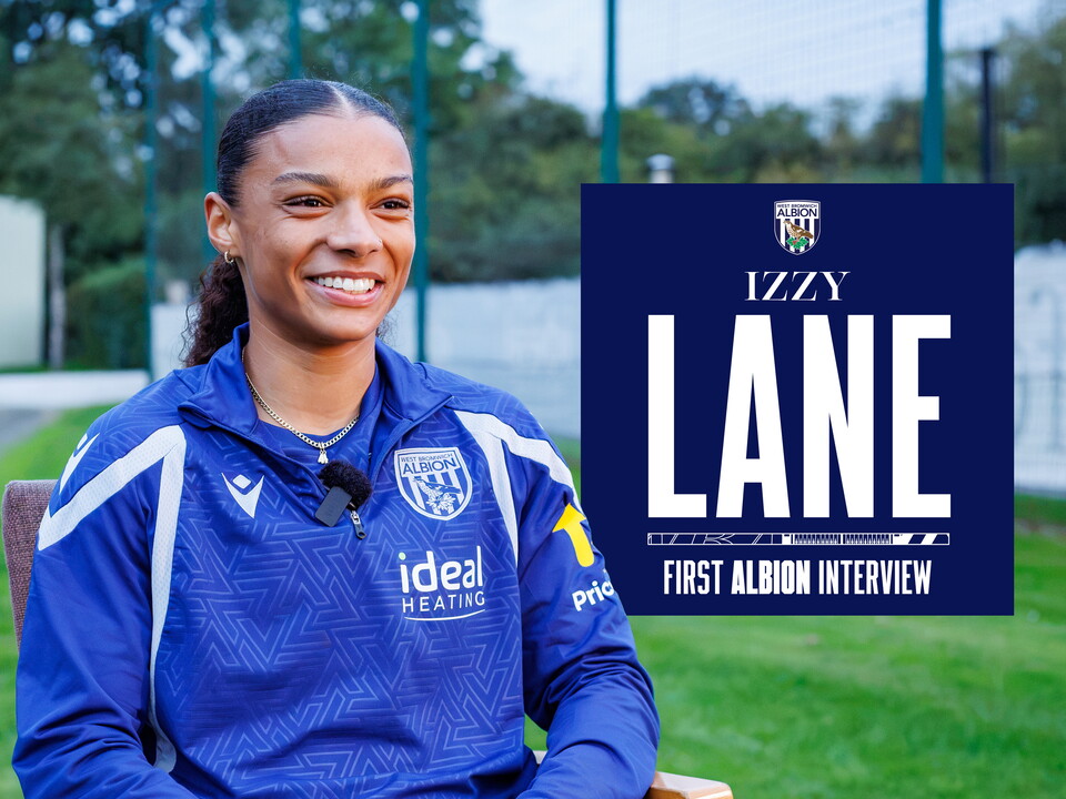 Izzy Lane first interview graphic with an image of her smiling while talking to WBA TV 