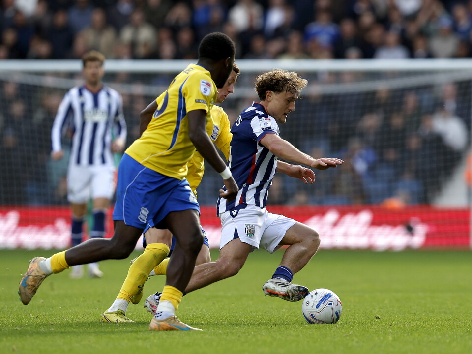 Callum Styles in action against Birmingham City.