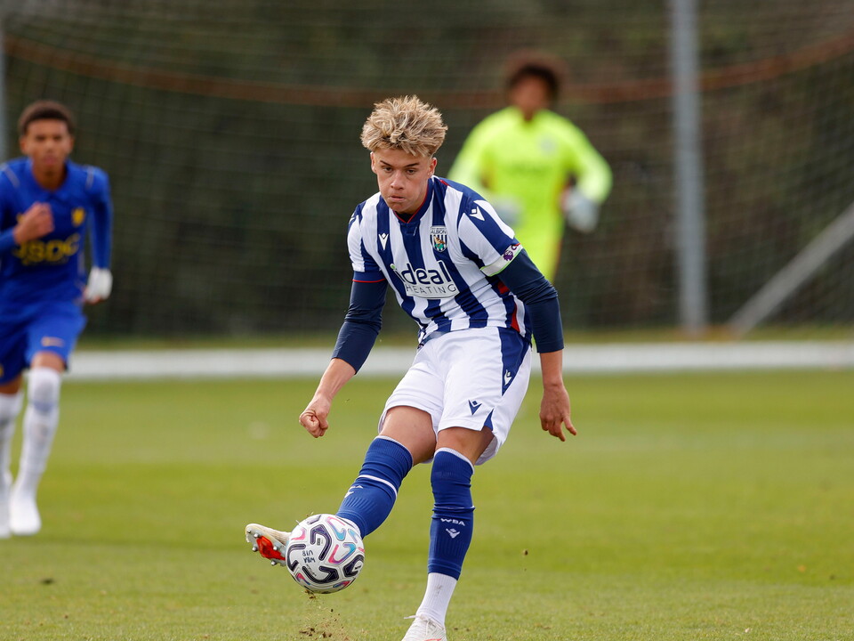 A photo of Albion U18 striker Harry French in the 2026/27 home kit