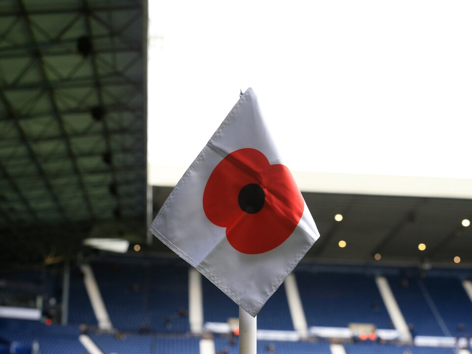 A poppy corner flag at The Hawthorns