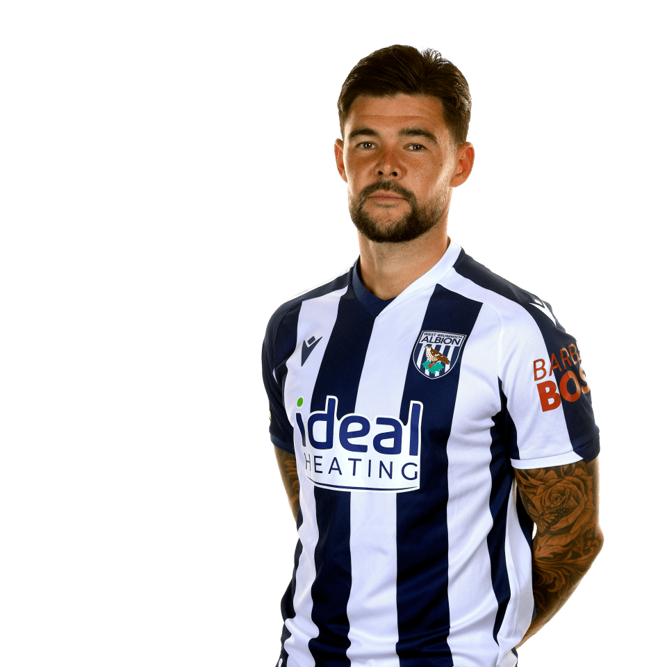 A photo of Albion midfielder Alex Mowatt in the 2025/26 home kit