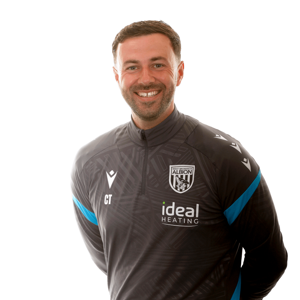 A photo of Albion U18 PDP Coach Chay Thompson in the 2025/26 home kit