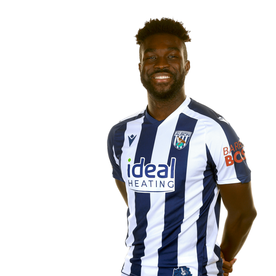 A photo of Albion striker Daryl Dike in the 2025/26 home kit