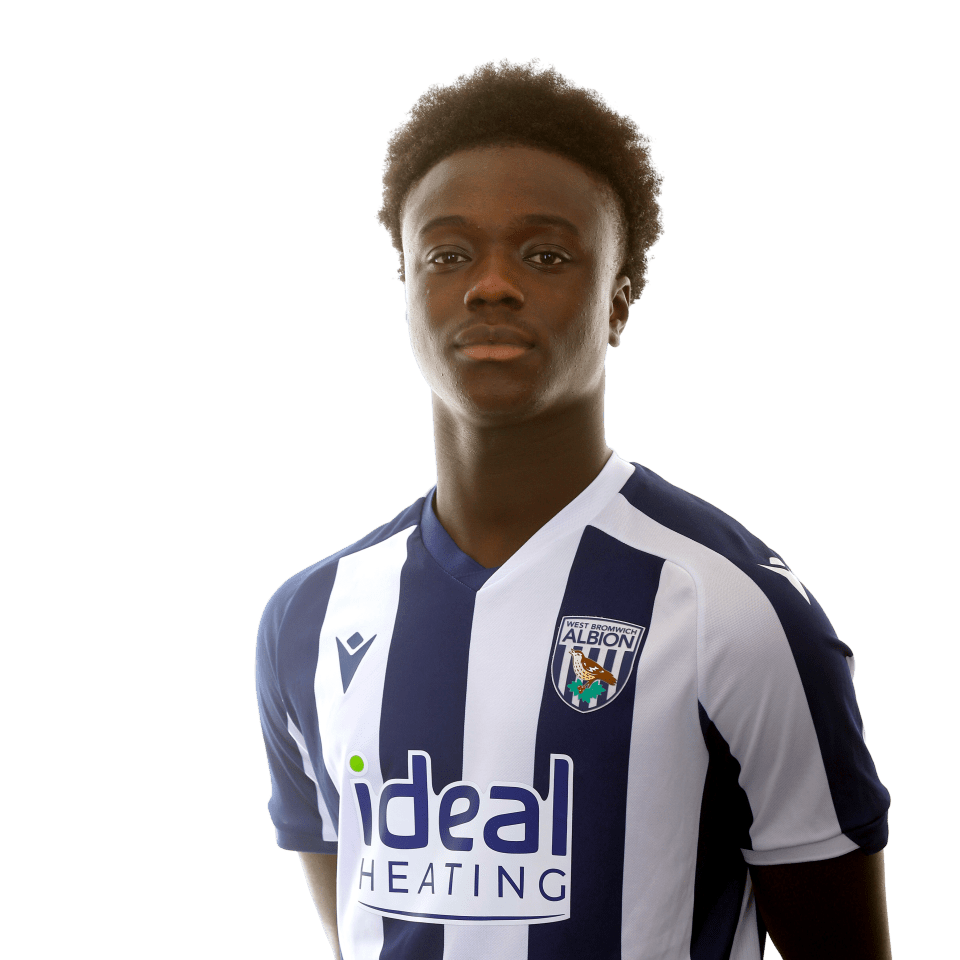 A photo of Albion U18 defender Dauda Iddrisa in the 2025/26 home kit