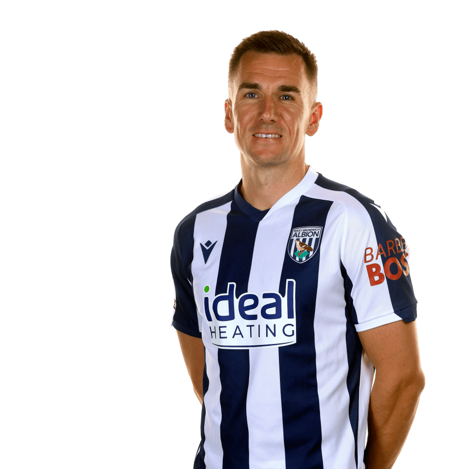 A photo of Albion attacker Jed Wallace in the 2025/26 home kit