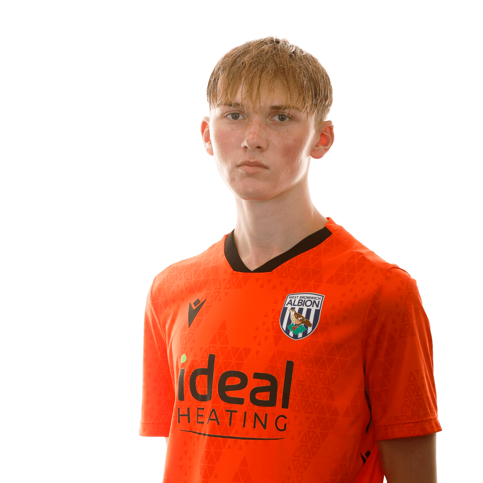 A photo of Albion U18 goalkeeper Liam Wilkes in the home orange goalkeeper kit