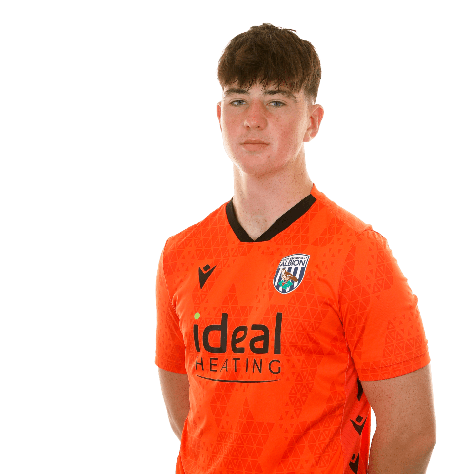 A photo of Albion U21 goalkeeper Louis Brady in the 2025/26 orange keeper kit