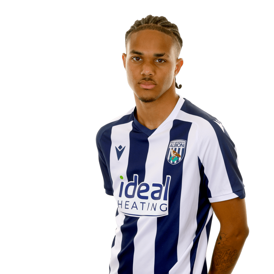 A photo of Albion U21 attacker Miller McDonald in the 2025/26 home kit