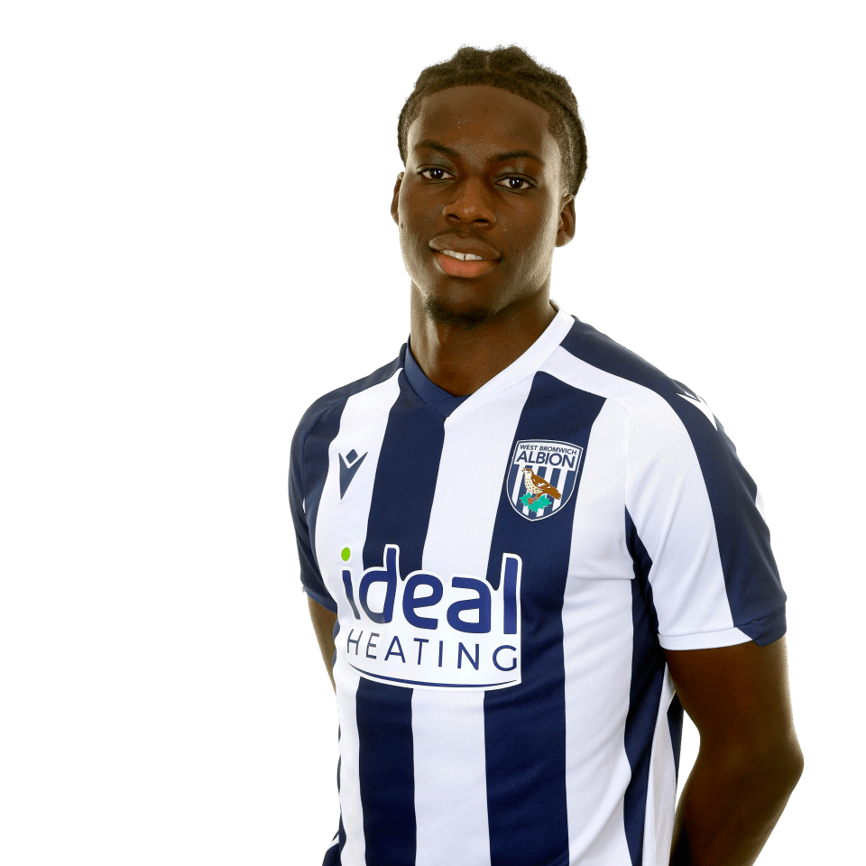 A photo of Albion U21 defender Mo Diomande in the 2025/26 home kit