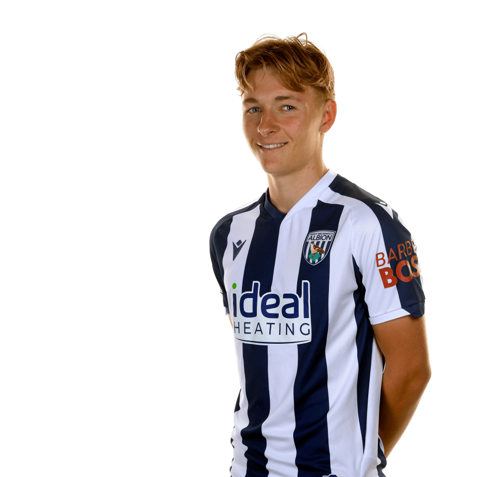 A photo of Albion attacker Ollie Bostock in the 2025/26 home kit
