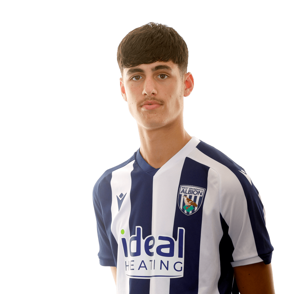 A photo of Albion U18 attacker Rio Parmar in the 2025/26 home kit