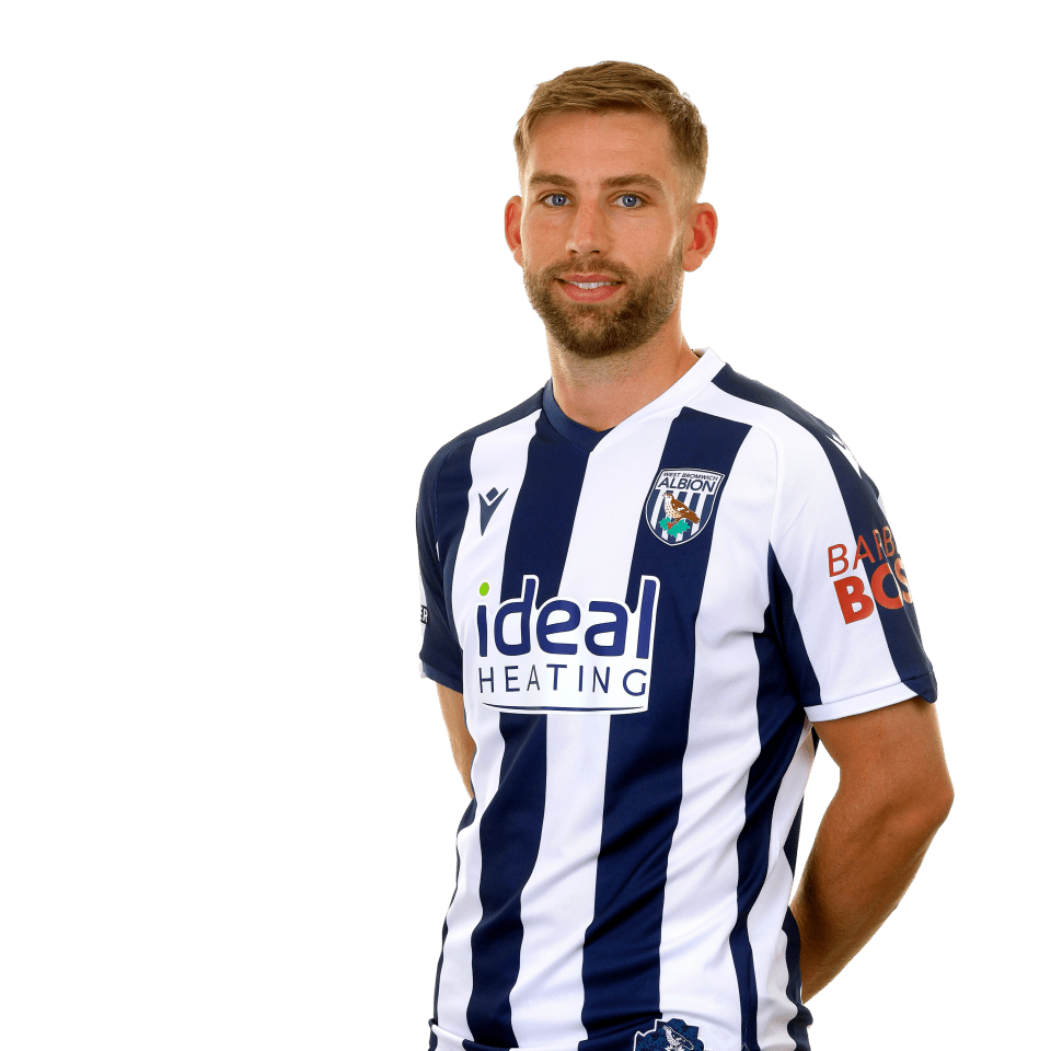 A photo of Albion full-back Charlie Taylor in the 2025/26 home kit