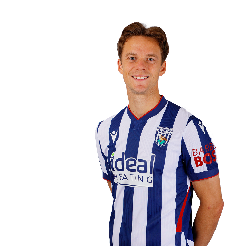 A 2026/27 headshot of Felix Horn Myhre in the home kit