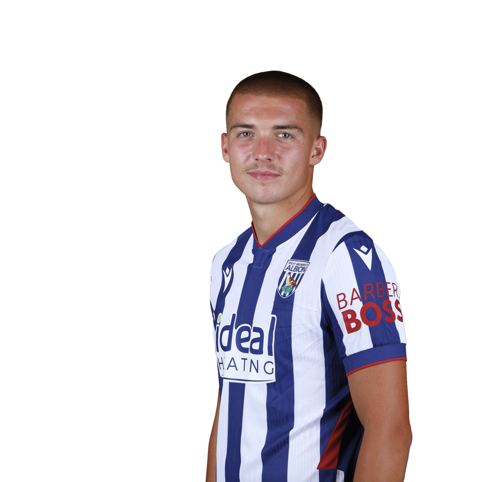 A 2026/27 headshot of Alfie Gilchrist in the home kit