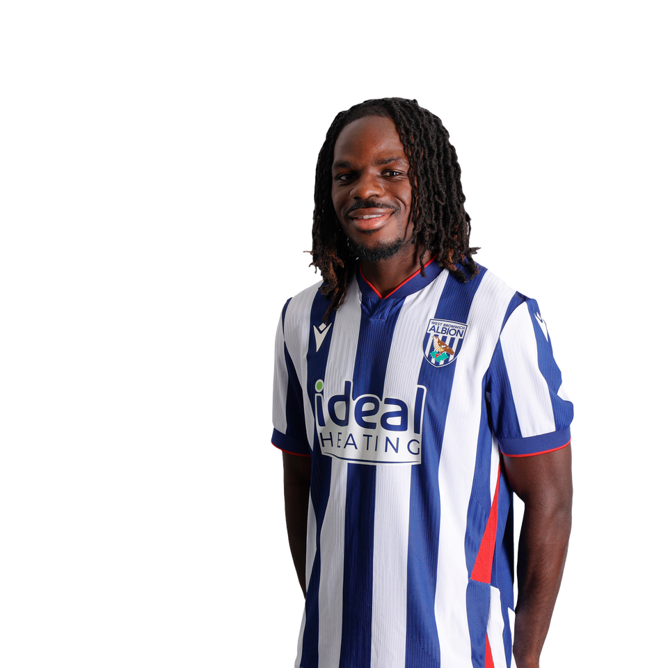 A headshot of Brayann Pereira in the 2026/27 home kit